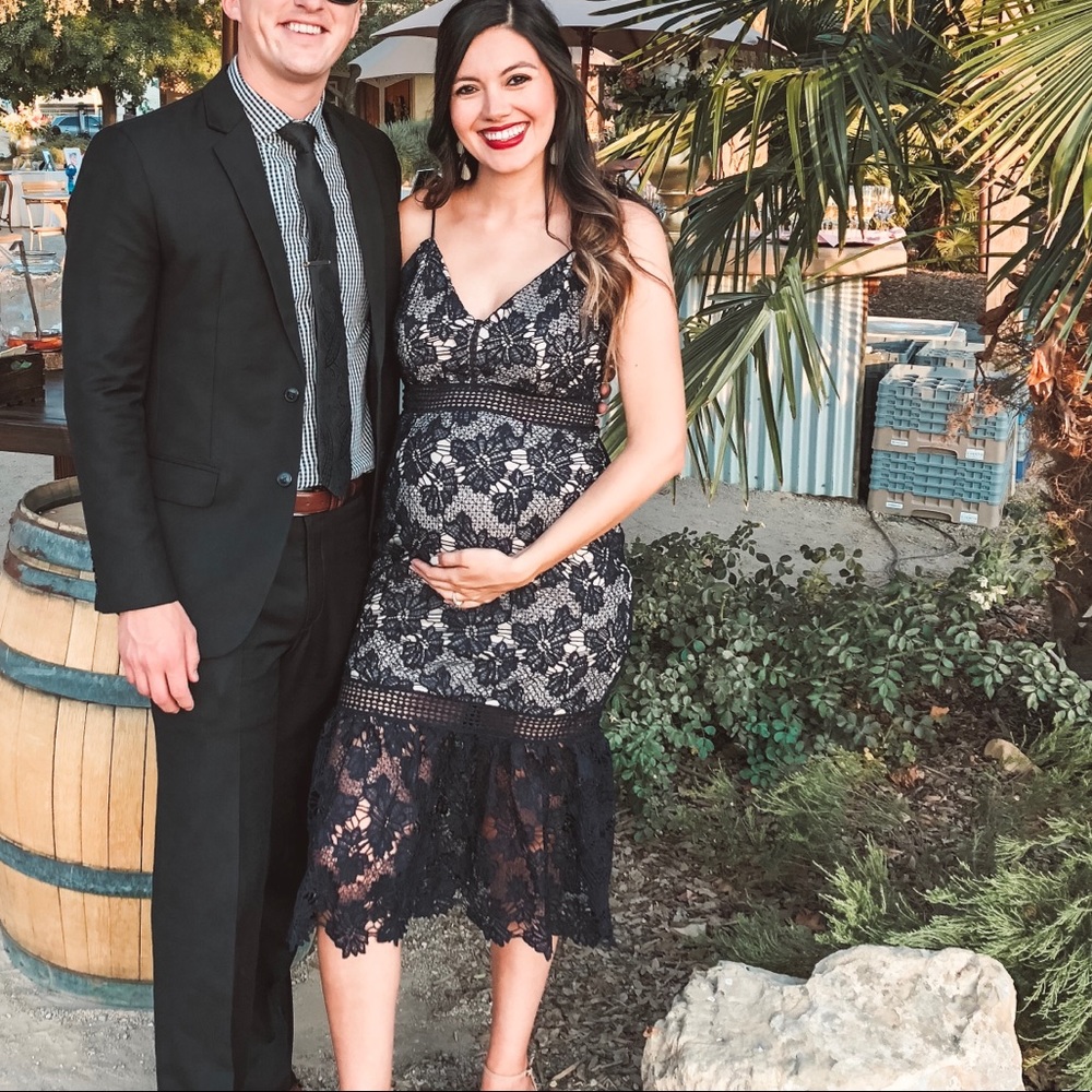 Lace fishtail midi dress